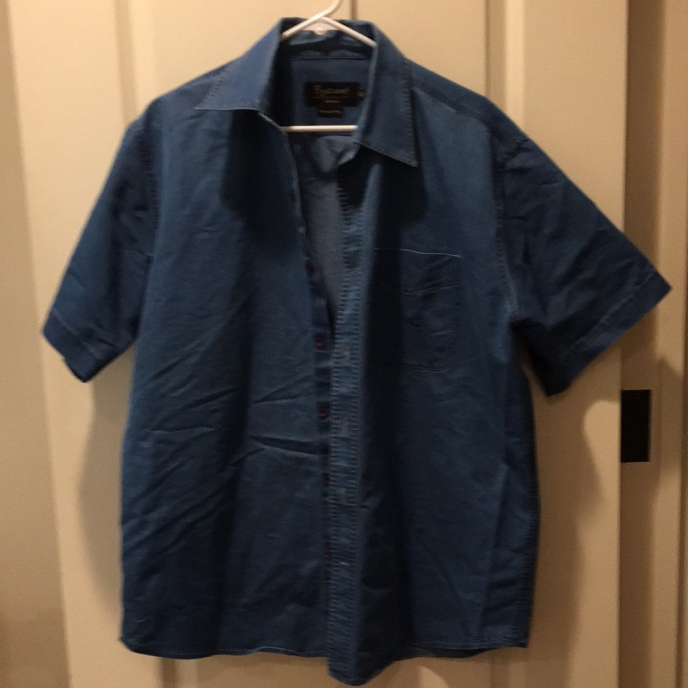 Byzant Casuals Denim collar button Down short sleeves shirt men’s size L